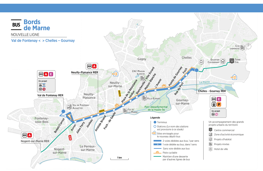 Carte du réseau du Bus bord de Marne