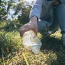 Ramasse des déchets dans une forêt