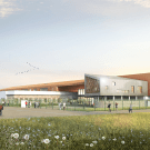 Vue en perspective du projet de construction du collège de Coubert