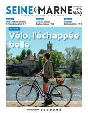 Couverture du Seine & Marne Mag avec une femme sur un vélo