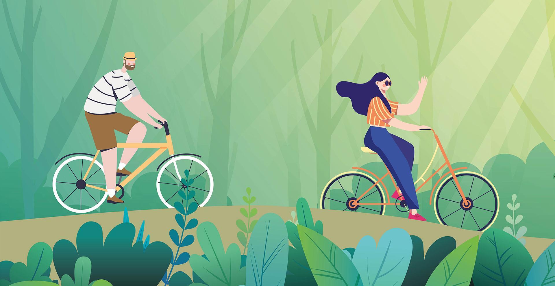 Deux cyclistes à la ronde à vélo