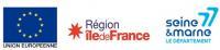 Logos de l'Union européenne, la Région Île-de-France et le Département de Seine-et-Marne