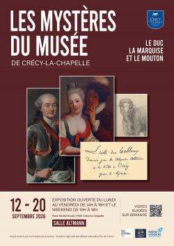 Affiche de l'exposition "les mystères du musée de Crécy-la-Chapelle"