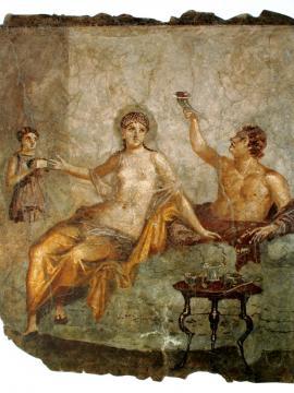 Fresque d'un banquet romain