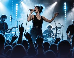 Une chanteuse sur une scène de concert