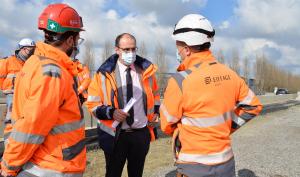 Chantier routier de la route départementale RD212 à Compans