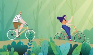 Deux cyclistes à la ronde à vélo