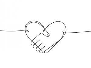 Symboles de solidarité : une main et un coeur
