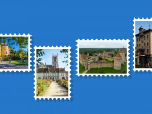 4 timbres représentant des sites emblématiques de la Seine-et-Marne