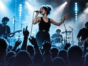 Une chanteuse sur une scène de concert