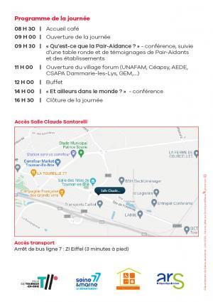 Programme de la Journée de la pair-aidance avec accès par transport à l'arrêt de bus ligne 7 "ZI Eiffel"