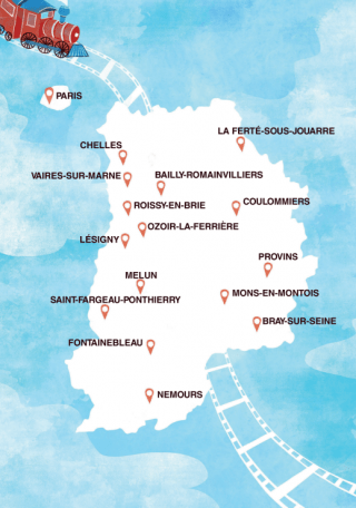 Carte des villes parcourues par le festival Les enfants & le 7e art