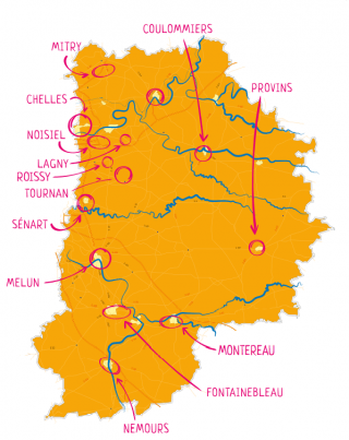 Carte des villes seine-et-marnaises participants au Mois de l'aidant en 2022
