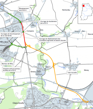Plan de la liaison routière Est Francilien