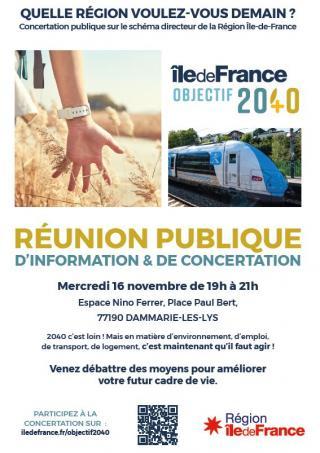 Affiche de la réunion publique Île-de-France objectif 2040