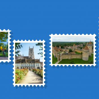 4 timbres représentant des sites emblématiques de la Seine-et-Marne