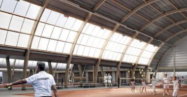 Perspective d'architecture d'un terrain de tennis