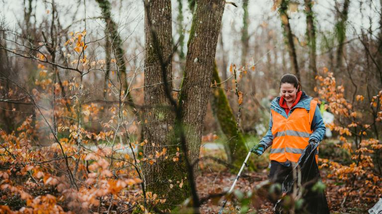 Ramassage de déchets en forêt