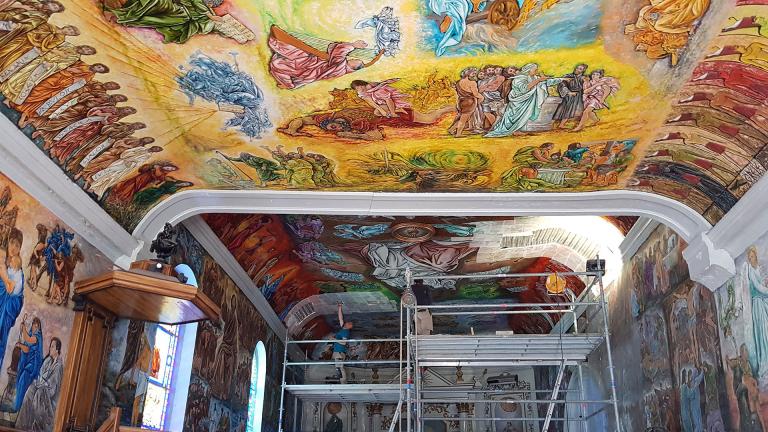 Plafond peint de l'église de Lesches